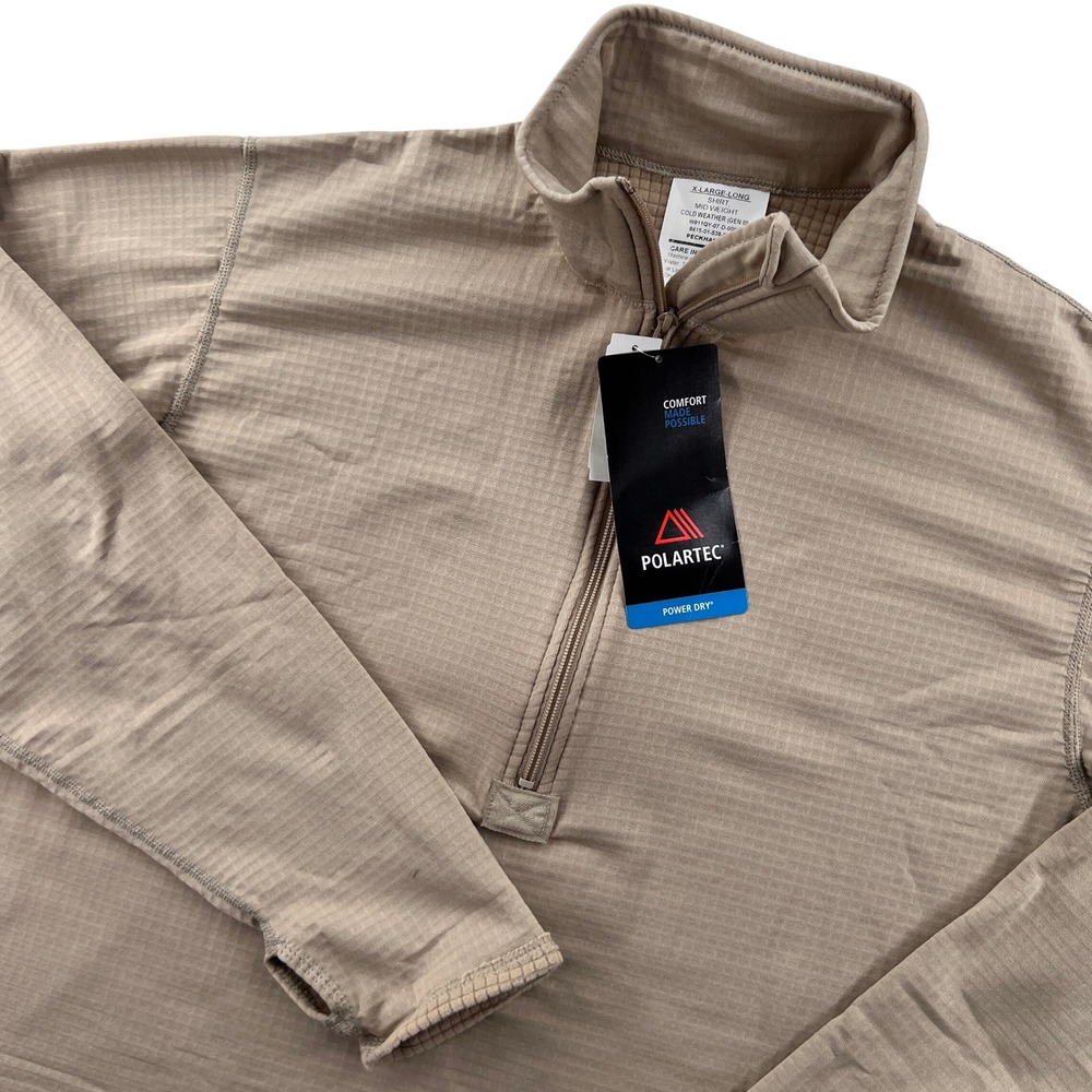 NEW Peckham Polartec Gen III L2 Mid Weight Shirt XL Long Coyote Brown 1/4 Zip